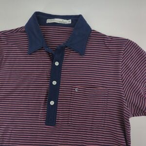 Criquet Polo Shirt Mens Small Blue Red Stripes Slim Fit Pima Cotton Pocket Golf